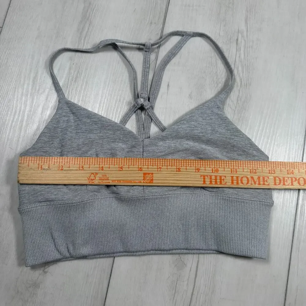 Alo Yoga Lavish Sports Bra Black Women's Medium Running Pilates Workout Gray